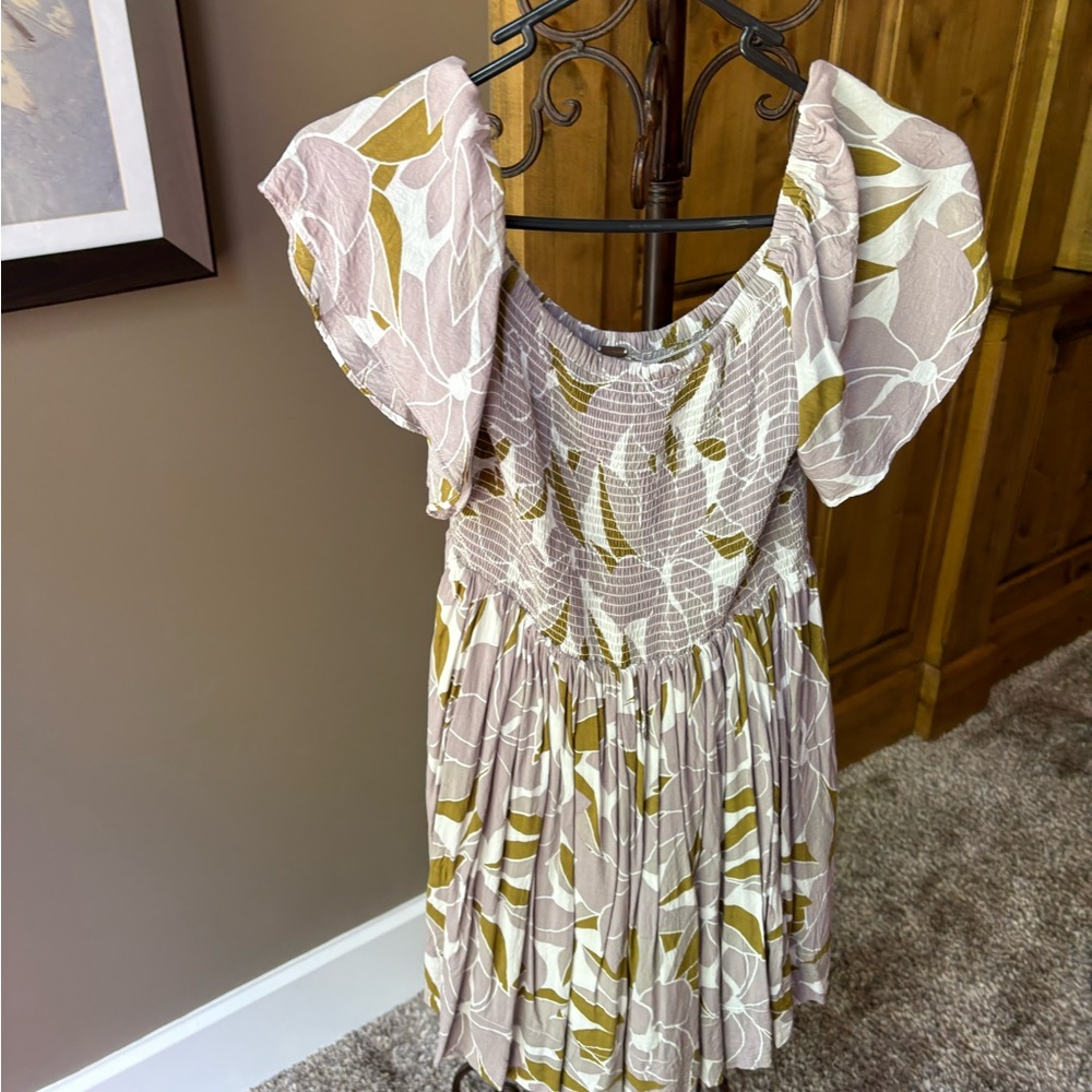 Free People Textured Olive and White Dress